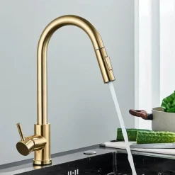 Decor Küche & Esszimmer-Verstellbarer goldener hoher Wasserhahn – minimalistisches Design
