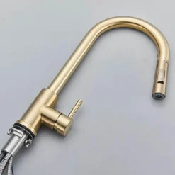 Decor Küche & Esszimmer-Verstellbarer goldener hoher Wasserhahn – minimalistisches Design