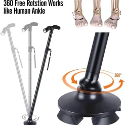 Decor Mobilitäts- Und Support-Tools|Outdoor-Artikel-Verstellbarer LED-Gehstock – Rutschfester Stützstock