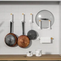 The Decor Haven Küche & Esszimmer-Verstellbarer, L-förmiger, selbstklebender Wandhaken – Teleskop-Mehrzweckaufhänger