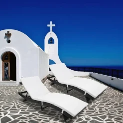 Cozy Living Camping-Werkzeuge|Heimwerkzeuge-Verstellbarer Loungesessel aus Korbgeflecht – tragbare Sonnenliege für den Außenbereich für den Terrassenpool