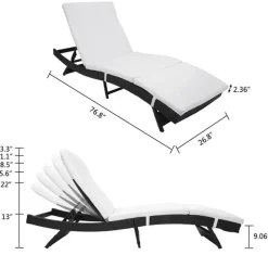 Cozy Living Camping-Werkzeuge|Heimwerkzeuge-Verstellbarer Loungesessel aus Korbgeflecht – tragbare Sonnenliege für den Außenbereich für den Terrassenpool