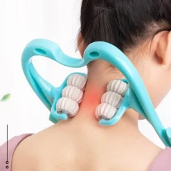 The Relaxation Nook Massageprodukte|Gesundheits-Gadgets-Verstellbares Nackenmassagegerät – Therapierolle mit sechs Rädern