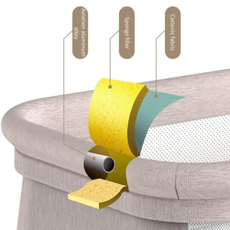 Kinder The Decor Haven Kinderwagen & Zubehör-Verstellbares tragbares Babybett – faltbares minimalistisches Design