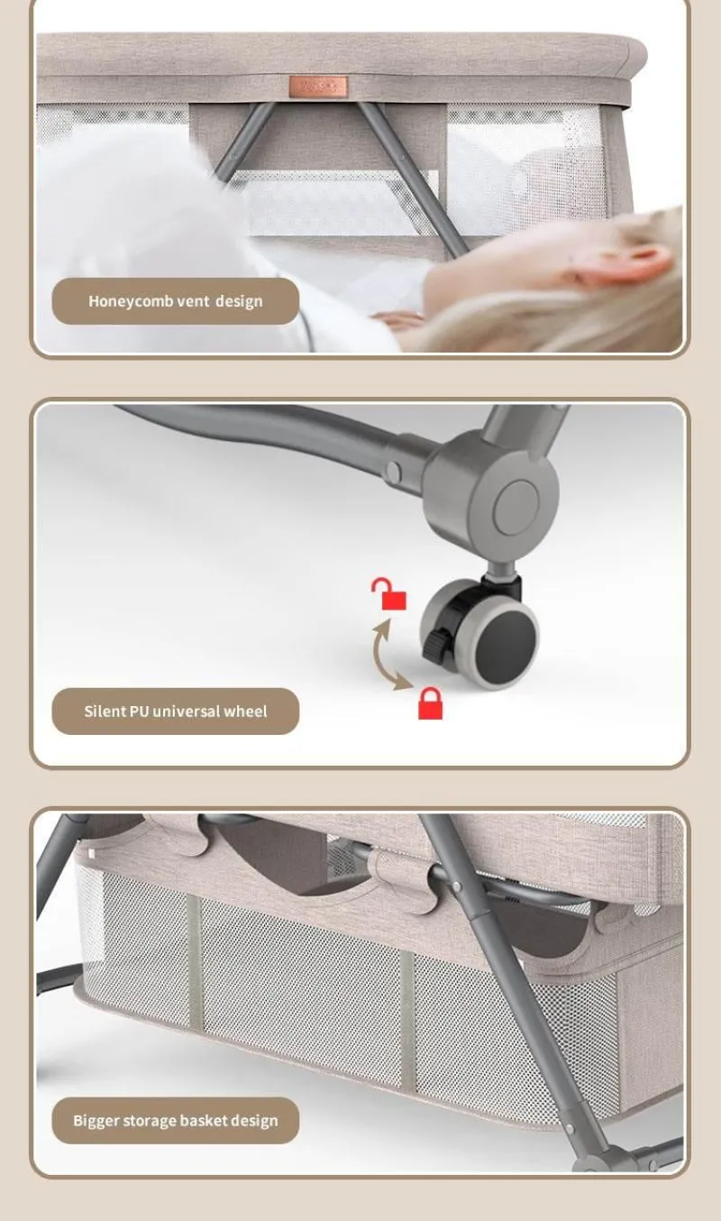 Kinder The Decor Haven Kinderwagen & Zubehör-Verstellbares tragbares Babybett – faltbares minimalistisches Design