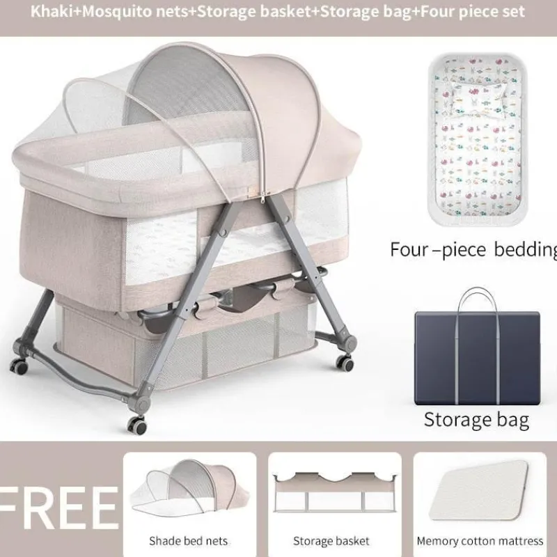 Kinder The Decor Haven Kinderwagen & Zubehör-Verstellbares tragbares Babybett – faltbares minimalistisches Design