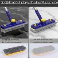 The Blissful Bath Badezimmer-V-förmige Bodenschrubberbürste - 2-in-1 Kantenreiniger mit langem Griff