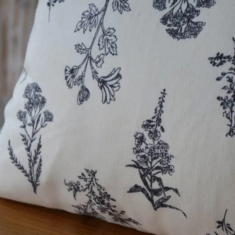 Cozy Cushions Bettzeug-Vintage Blumen Kissenbezug - Line Art Kissen für Sofa Dekor