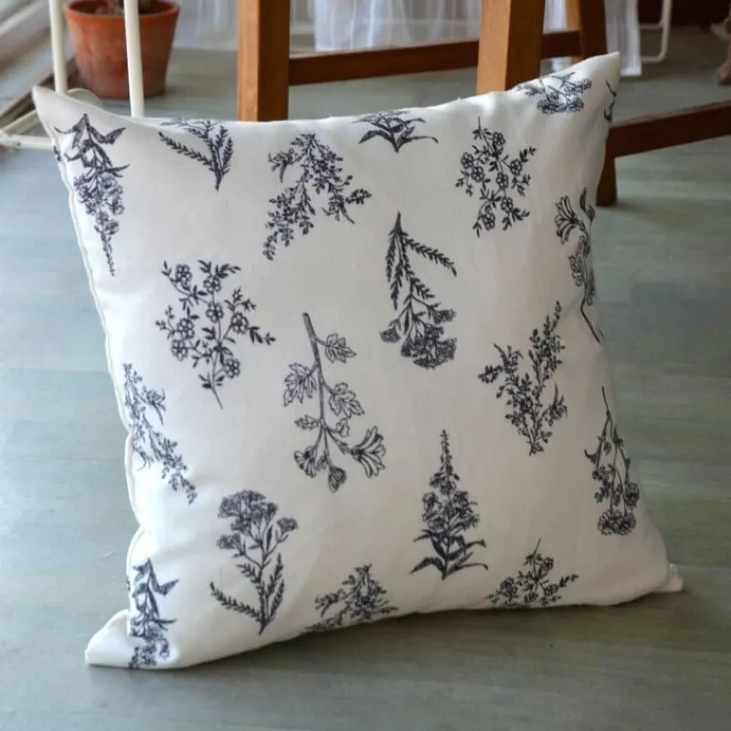 Cozy Cushions Bettzeug-Vintage Blumen Kissenbezug - Line Art Kissen für Sofa Dekor