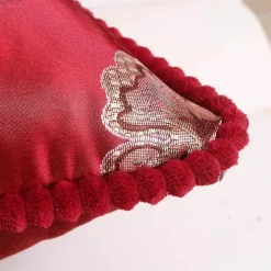 Pillow Haven Bettzeug-Vintage Blumen Kissenbezug - Rot Elfenbein Jacquard Europäisches Design 19x19 Zoll