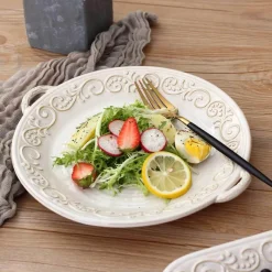 Elegance at the Table Küche & Esszimmer-Vintage geprägter Keramikteller - Dekoratives Geschirr