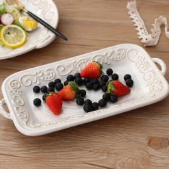 Elegance at the Table Küche & Esszimmer-Vintage geprägter Keramikteller - Dekoratives Geschirr