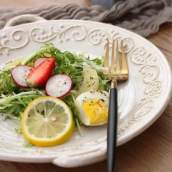 Elegance at the Table Küche & Esszimmer-Vintage geprägter Keramikteller - Dekoratives Geschirr