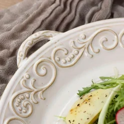 Elegance at the Table Küche & Esszimmer-Vintage geprägter Keramikteller - Dekoratives Geschirr