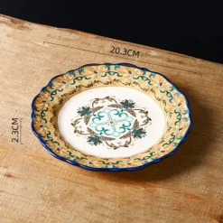 Elegance at the Table Küche & Esszimmer-Vintage Handbemalter Keramik-Essteller - Dekoratives Geschirr