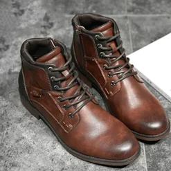 Herren Decor Herrenschuhe-Vintage High-Cut Schnürstiefel für Herren im Winter – modisches warmes Schuhwerk