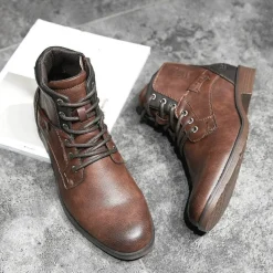 Herren Decor Herrenschuhe-Vintage High-Cut Schnürstiefel für Herren im Winter – modisches warmes Schuhwerk