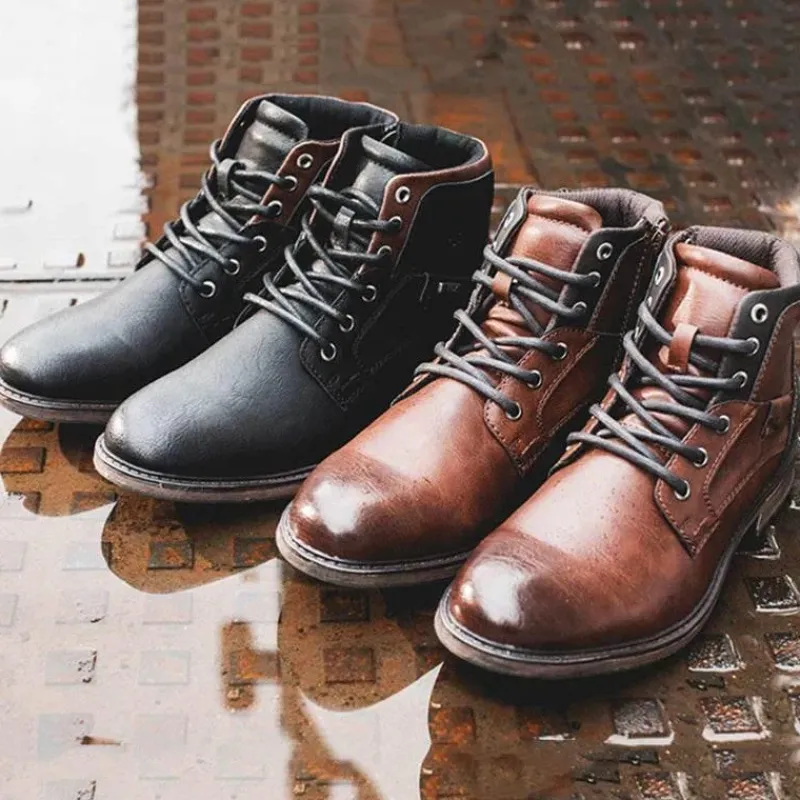 Herren Decor Herrenschuhe-Vintage High-Cut Schnürstiefel für Herren im Winter – modisches warmes Schuhwerk