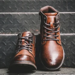 Herren Decor Herrenschuhe-Vintage High-Cut Schnürstiefel für Herren im Winter – modisches warmes Schuhwerk