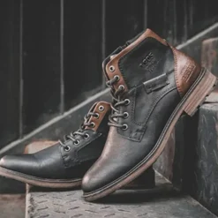 Herren Decor Herrenschuhe-Vintage High-Cut Schnürstiefel für Herren im Winter – modisches warmes Schuhwerk