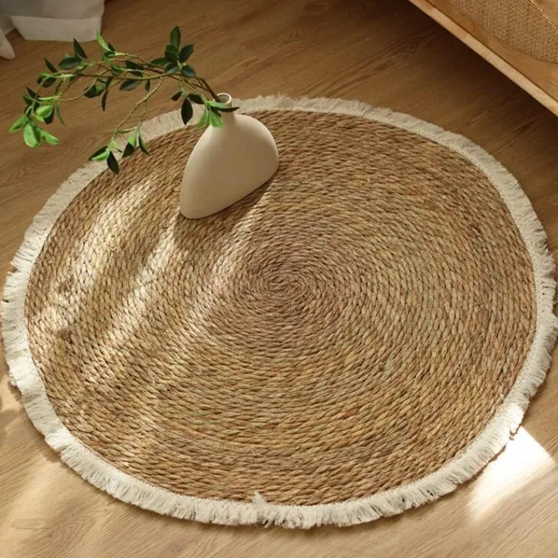 Feast u0026 Flair Küche & Esszimmer-Vintage Jute Rattan Teppich - Quaste Home Decor Teppich
