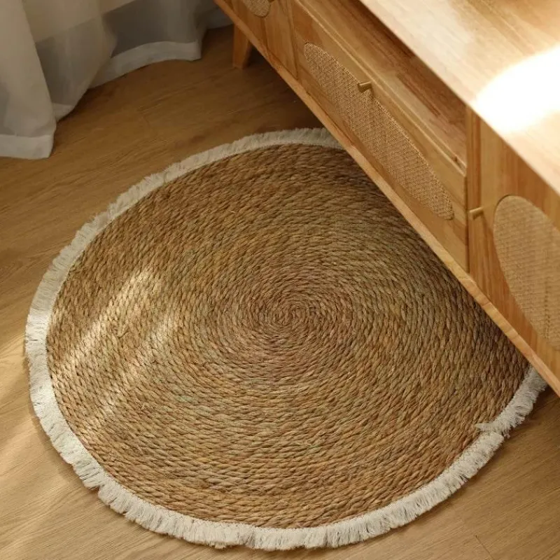Feast u0026 Flair Küche & Esszimmer-Vintage Jute Rattan Teppich - Quaste Home Decor Teppich