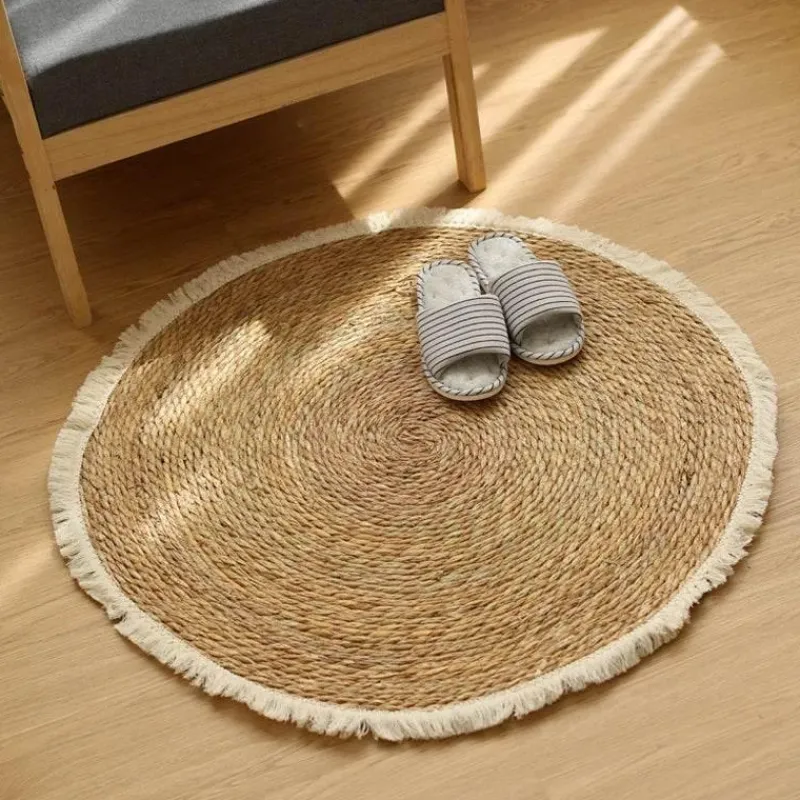 Feast u0026 Flair Küche & Esszimmer-Vintage Jute Rattan Teppich - Quaste Home Decor Teppich