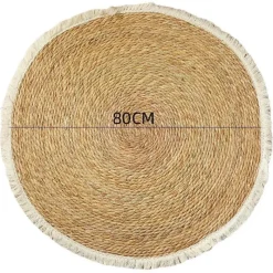 Feast u0026 Flair Küche & Esszimmer-Vintage Jute Rattan Teppich - Quaste Home Decor Teppich