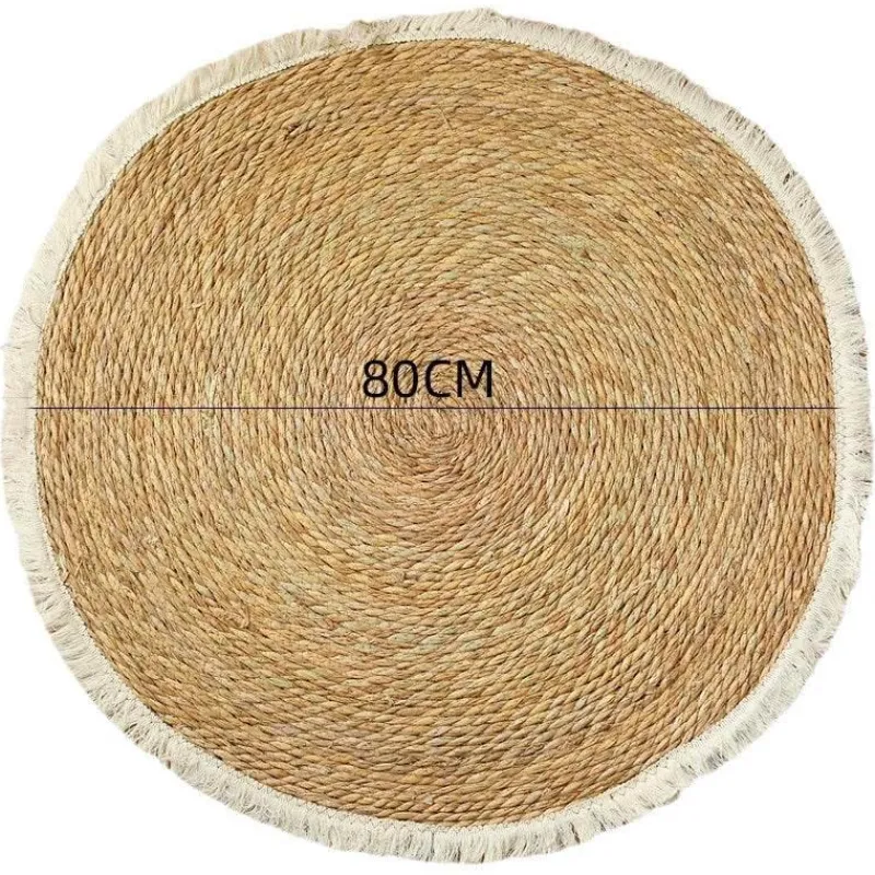 Feast u0026 Flair Küche & Esszimmer-Vintage Jute Rattan Teppich - Quaste Home Decor Teppich