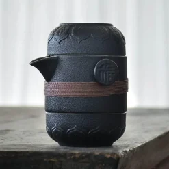 The Decor Haven Küche & Esszimmer|Outdoor-Artikel-Vintage Keramik Reiseteekanne - Elegante tragbare Teekanne