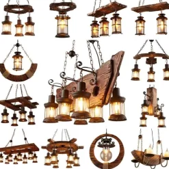 Comfort u0026 Style Beleuchtung-Vintage Pendant Light - Retro Wood and Metal Fixture