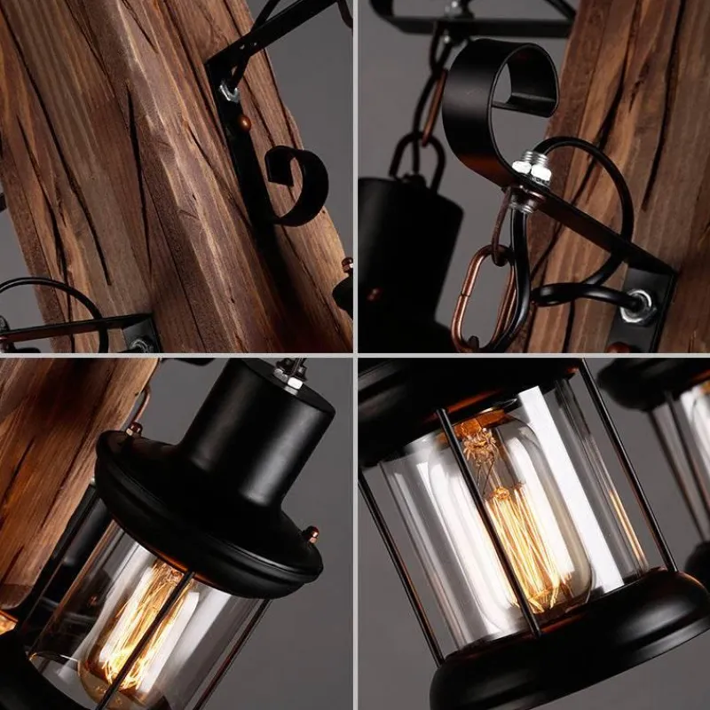 Comfort u0026 Style Beleuchtung-Vintage Pendant Light - Retro Wood and Metal Fixture