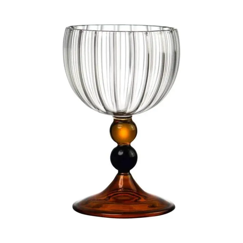 Plates u0026 More Küche & Esszimmer-Vintage Ripple Weinglas - Klarer nordischer Kelch mit kurzem Stiel