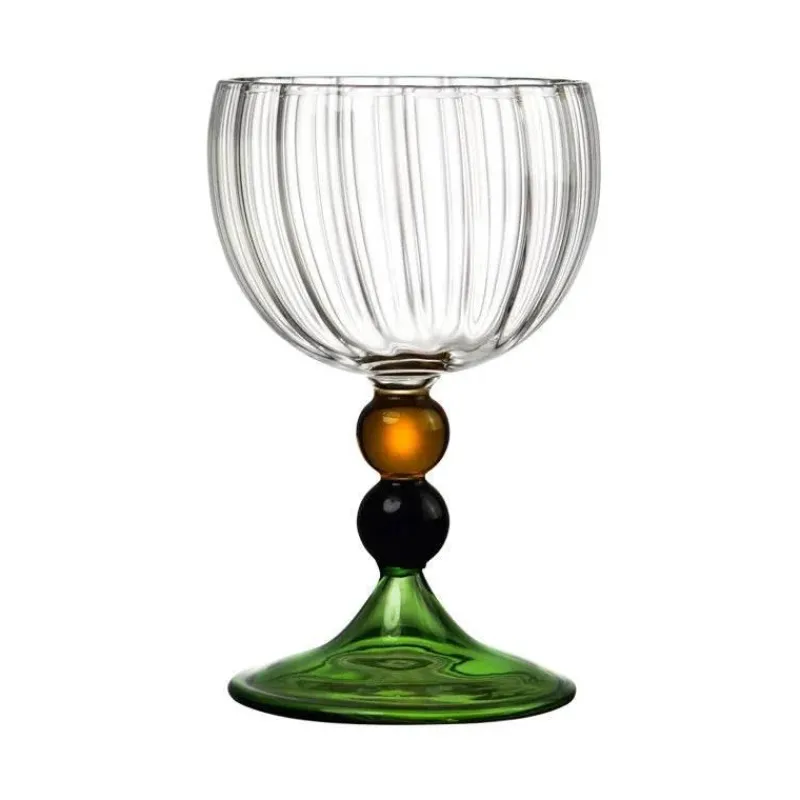 Plates u0026 More Küche & Esszimmer-Vintage Ripple Weinglas - Klarer nordischer Kelch mit kurzem Stiel