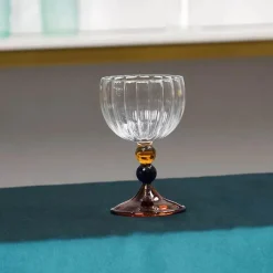 Plates u0026 More Küche & Esszimmer-Vintage Ripple Weinglas - Klarer nordischer Kelch mit kurzem Stiel