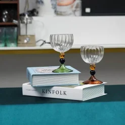 Plates u0026 More Küche & Esszimmer-Vintage Ripple Weinglas - Klarer nordischer Kelch mit kurzem Stiel