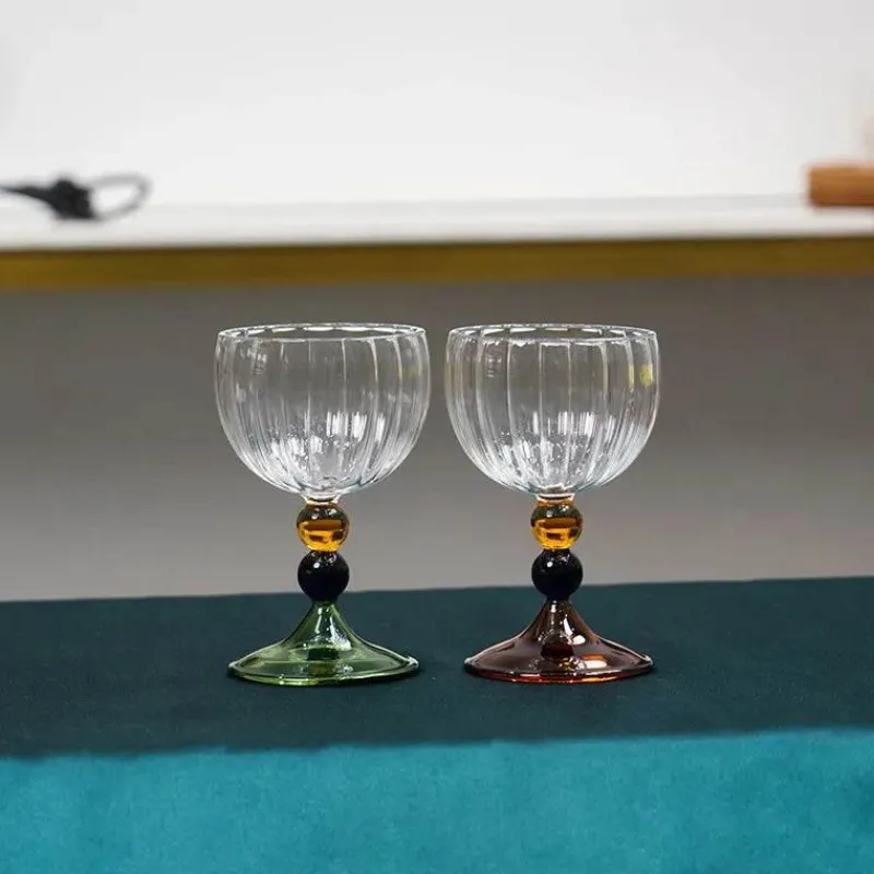 Plates u0026 More Küche & Esszimmer-Vintage Ripple Weinglas - Klarer nordischer Kelch mit kurzem Stiel