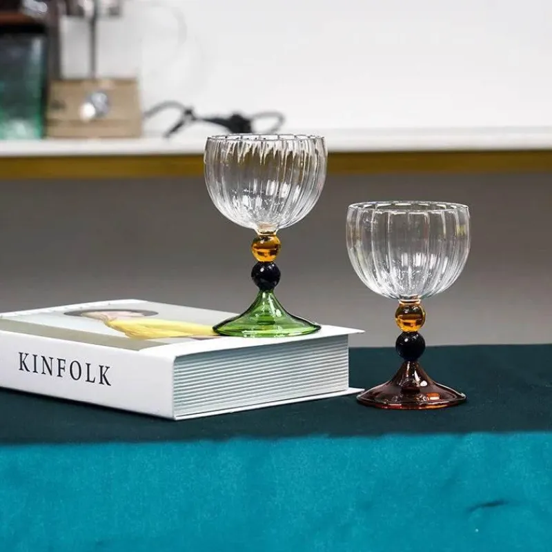 Plates u0026 More Küche & Esszimmer-Vintage Ripple Weinglas - Klarer nordischer Kelch mit kurzem Stiel