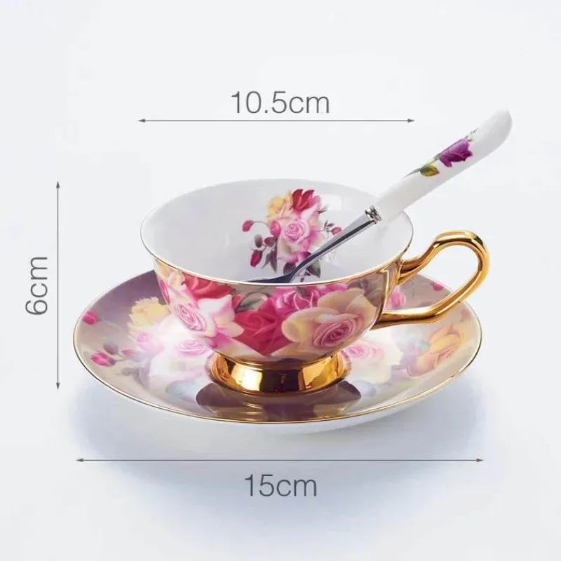 Feast u0026 Flair Küche & Esszimmer-Vintage Rose Teetassen-Set - Britische Porzellan-Nachmittagsteetassen