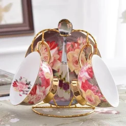 Feast u0026 Flair Küche & Esszimmer-Vintage Rose Teetassen-Set - Britische Porzellan-Nachmittagsteetassen