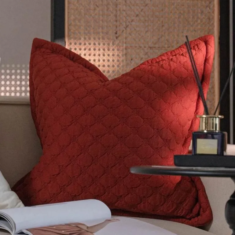 Pillow Haven Bettzeug-Vintage Samt Kissenbezug - Französische Magnolienstickerei für Sofa