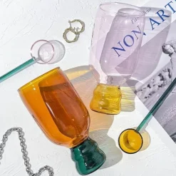 Plates u0026 More Küche & Esszimmer-Vintage-Glas-Stielglas-Set – 350 ml mit Löffel