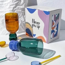 Plates u0026 More Küche & Esszimmer-Vintage-Glas-Stielglas-Set – 350 ml mit Löffel