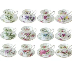 Feast u0026 Flair Küche & Esszimmer-Vintage-Kaffeetasse und Untertasse aus Bone China – 220 ml