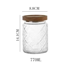 Cozy Nest Decor Küche & Esszimmer-Vorratsdose aus geprägtem Glas – Begonien-Design