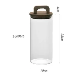 Cozy Nest Decor Küche & Esszimmer-Vorratsdose aus Glas mit Holzgriff – Eleganter Küchen-Organizer