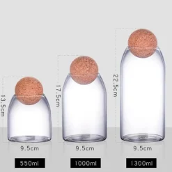 Space Savvy Küche & Esszimmer-Vorratsglas aus Glas mit Korkdeckel - Home Organizer Jar