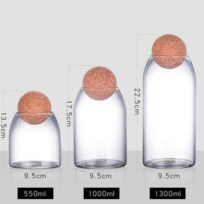 Space Savvy Küche & Esszimmer-Vorratsglas aus Glas mit Korkdeckel - Home Organizer Jar
