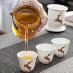 The Decor Haven Camping-Werkzeuge|Camping Im Freien-Waldhirsch-Keramik-Teeservice