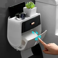 The Blissful Bath Badezimmer-Wandmontierte Taschentuchbox - Doppelschichtiger Organizer